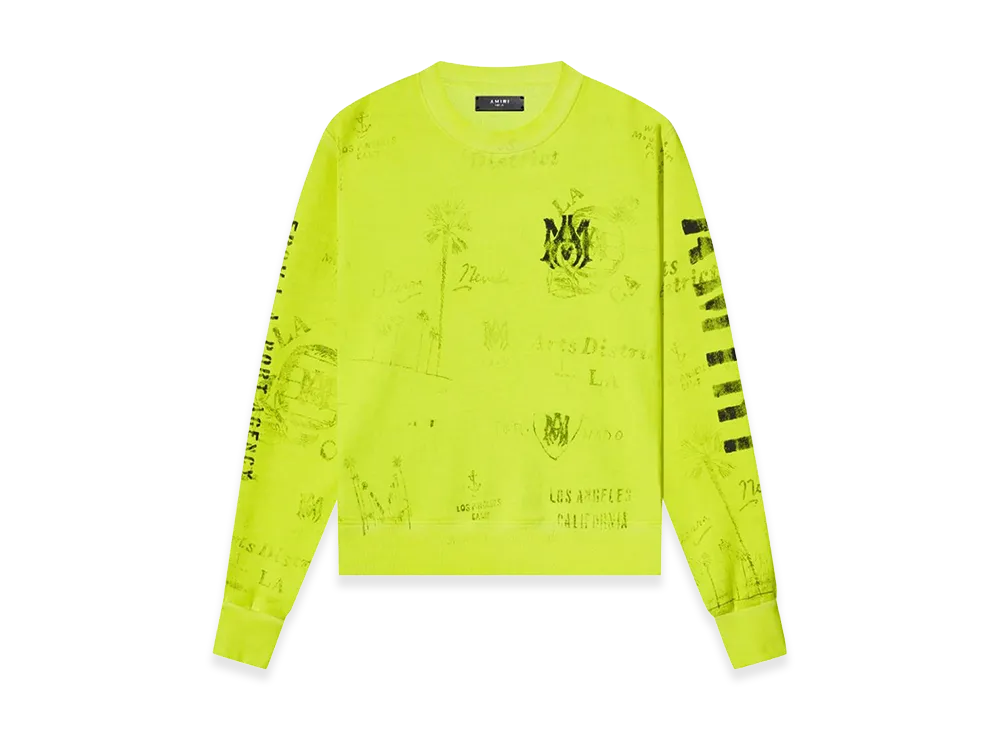 AMIRI Army Stencil Crew "Lime"