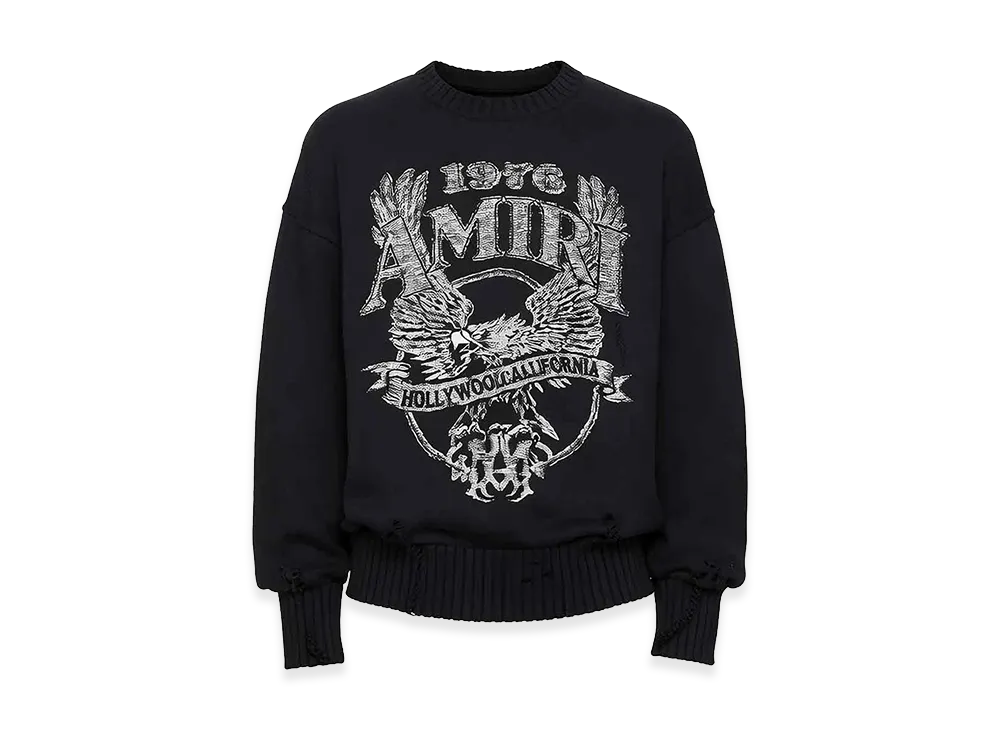 AMIRI Graphic-Print Distressed Sweater "Black"