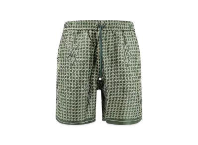 AMIRI Silk Bermuda Shorts With Logo Print "Green"