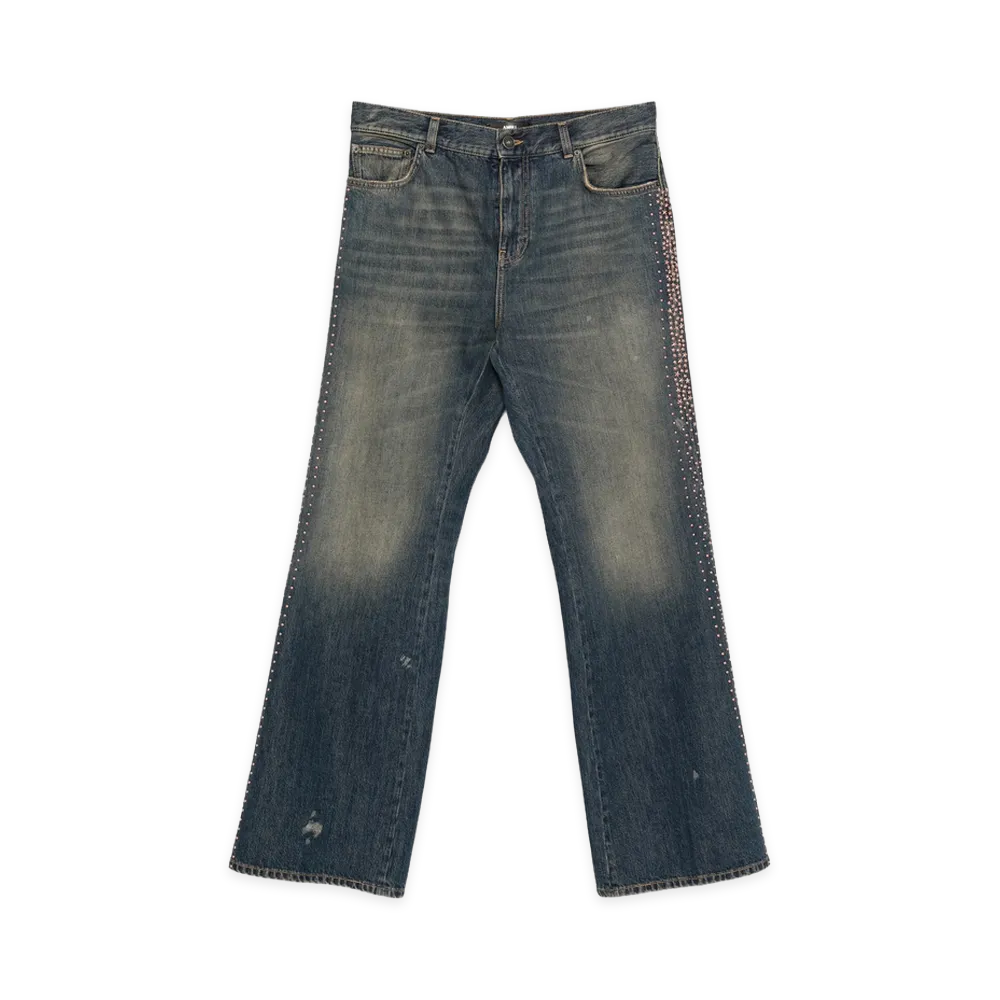 AMIRI MA Fit Embellished Stripe Jeans "Faded Sand Indigo"