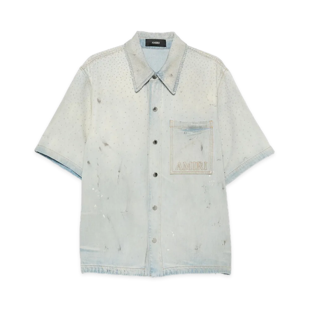 AMIRI Short Sleeve Denim Shirt "Perfect Antique Indigo"