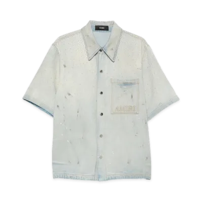 AMIRI Short Sleeve Denim Shirt "Perfect Antique Indigo"