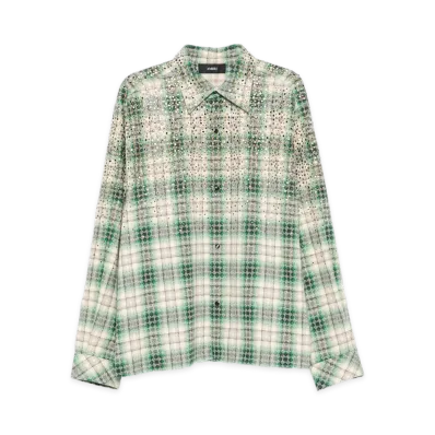 AMIRI Crystal Oversized Western Flannel Shirt "Deep Olive"