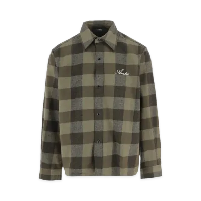 AMIRI Heavy Flannel Check Shirt "Deep Olive"