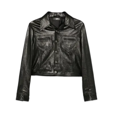 AMIRI Women's Vintage Cut Leather Jacket "Black"