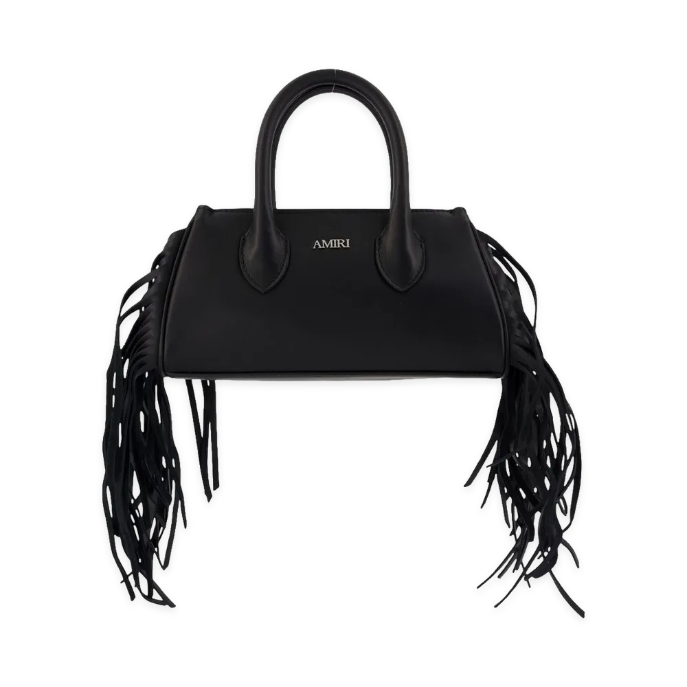 AMIRI Women's Fringe Micro Honey Leather Handbag "Black"