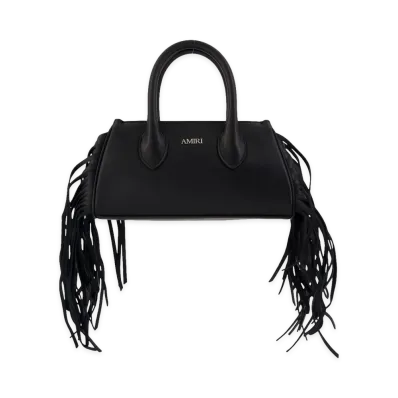 AMIRI Women's Fringe Micro Honey Leather Handbag "Black"
