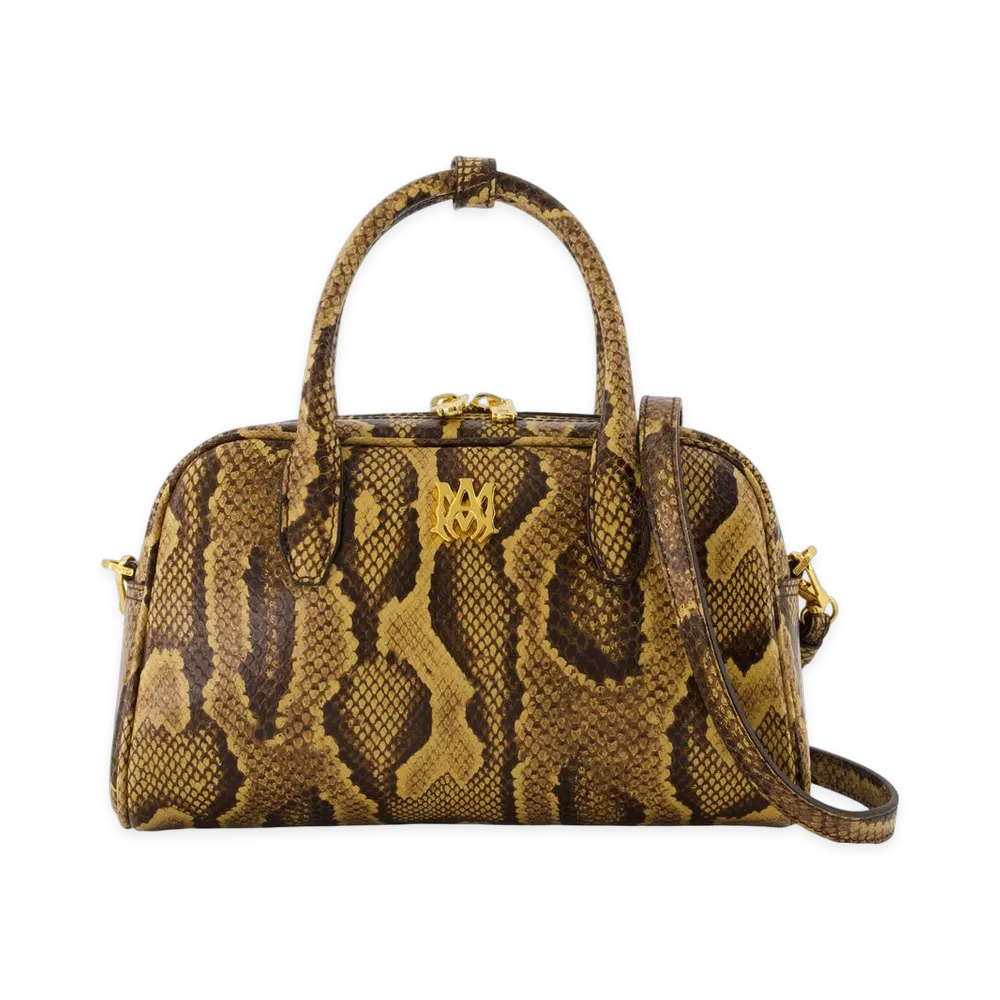AMIRI Women's Python Embossed MA Bowling Bag "Brown"