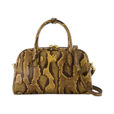 AMIRI Women's Python Embossed MA Bowling Bag "Brown"