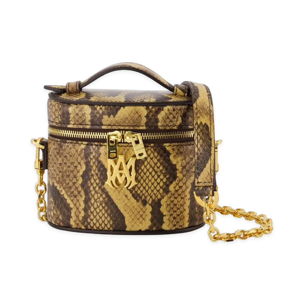 AMIRI Women's Python Embossed Nano Vanity Bag "Brown"