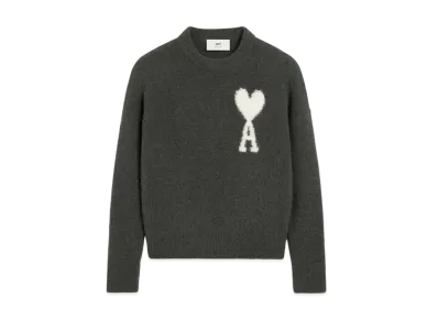 AMI PARIS Crew Neck Sweater "Dark Gray" UKS025KN0032061