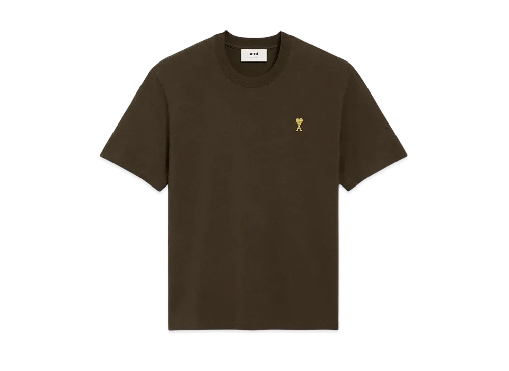 AMI PARIS Gold Pin T-Shirt "Dark Coffee"