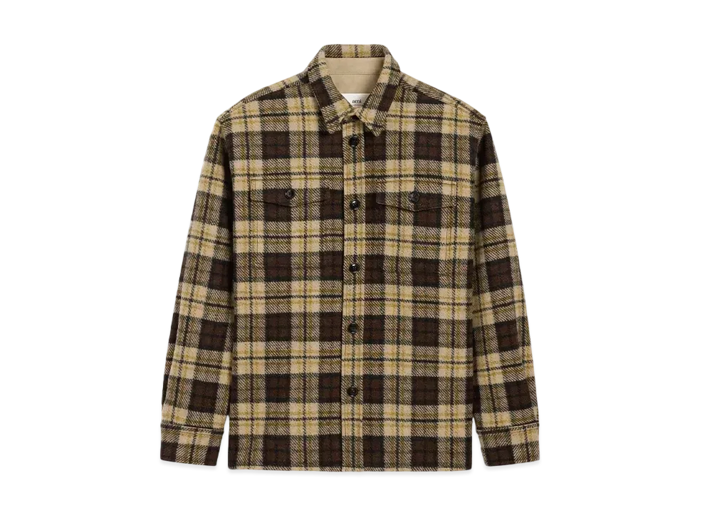 AMI PARIS Overshirt With Chest Pocket "Brown/Beige"