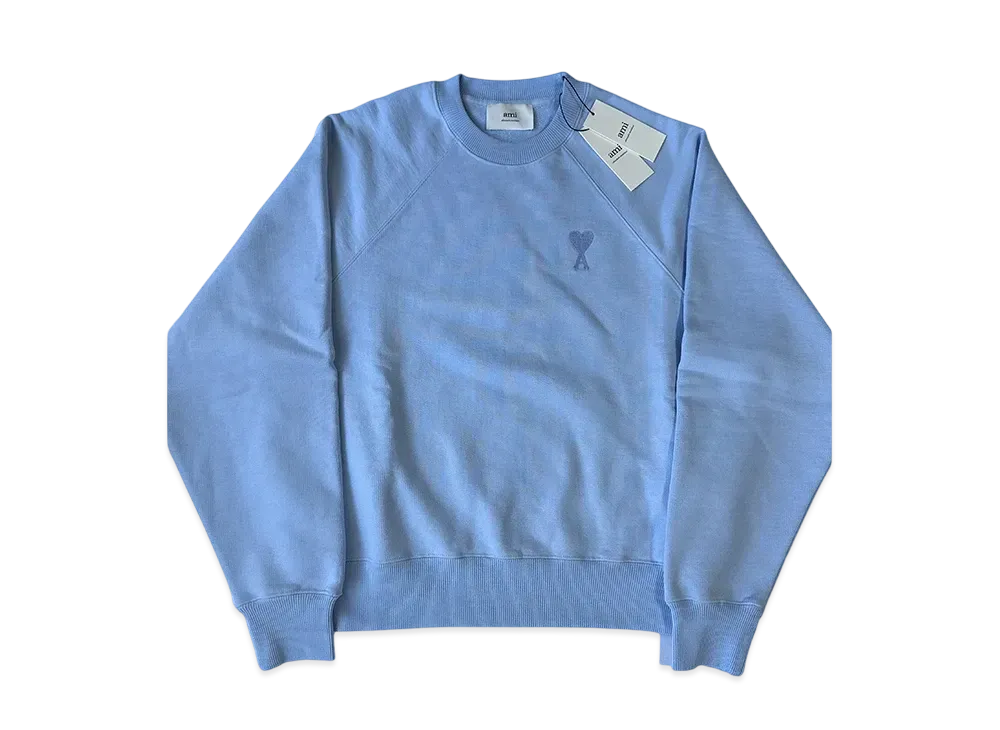 AMI PARIS Ami De Coeur Loop Back Cotton Sweatshirt "Blue"