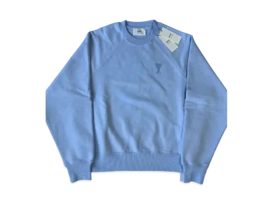 AMI PARIS Ami De Coeur Loop Back Cotton Sweatshirt "Blue"