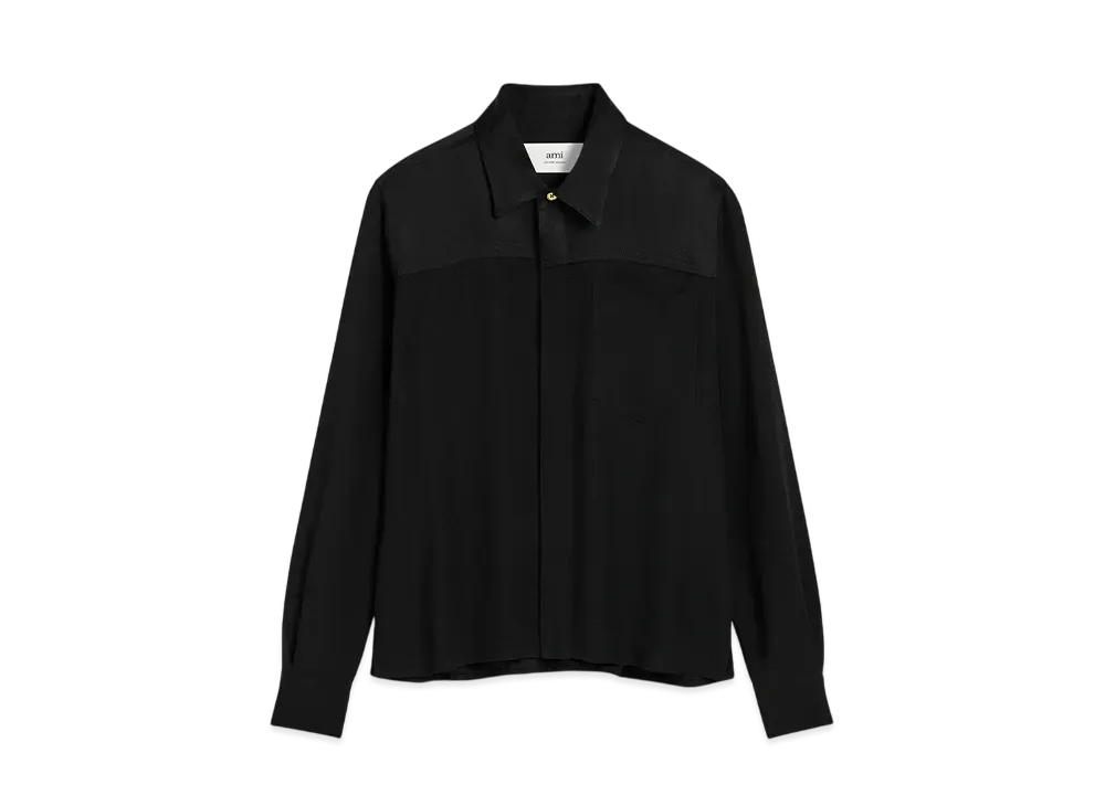 AMI PARIS Contrast Top Long Sleeve Shirt "VertLichen"