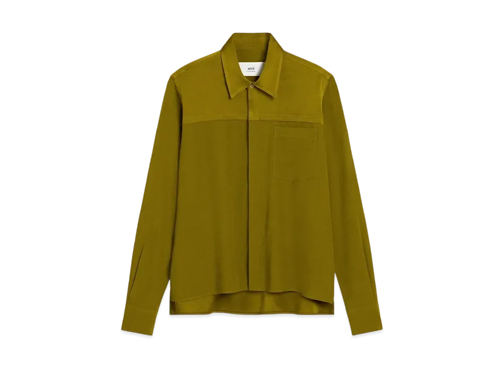 AMI PARIS Contrast Top Long Sleeve Shirt "VertLichen"