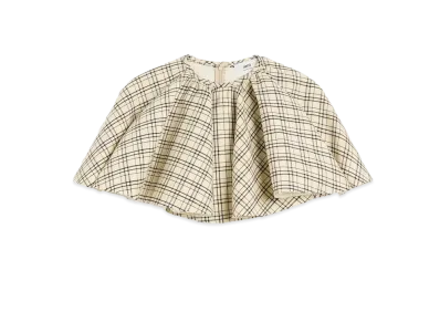 AMI PARIS Check Wool Ruffle Top "BlancCreme/Noir"