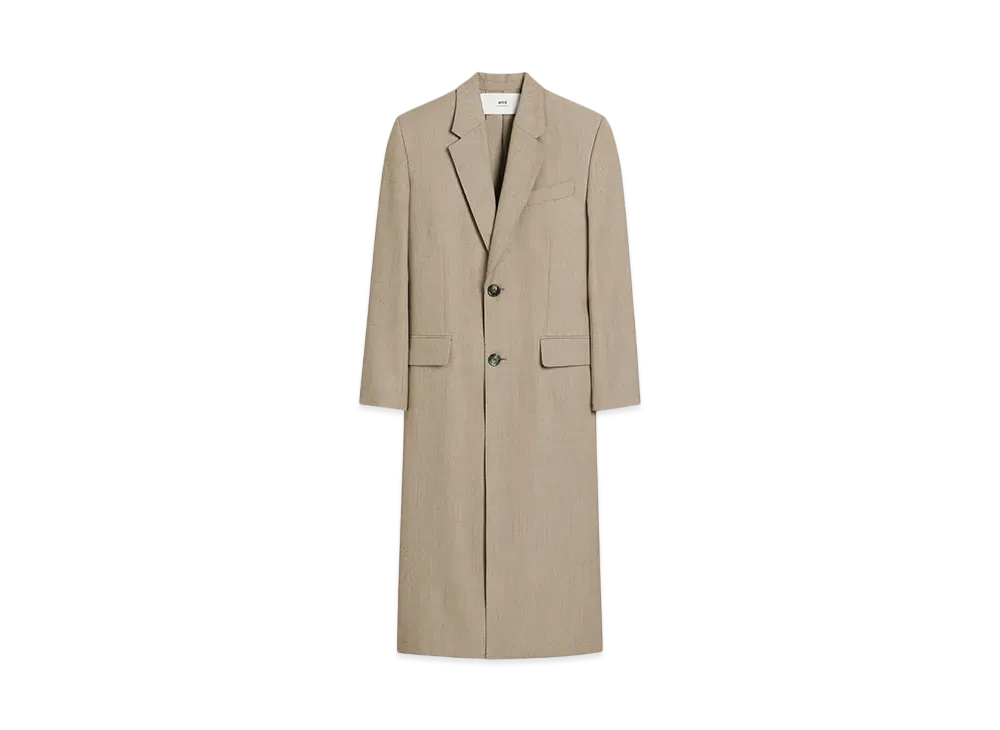 AMI PARIS Wool Back Slit Long Coat "Gingembre"