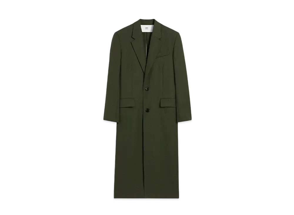 AMI PARIS Wool Back Slit Long Coat "Loden"