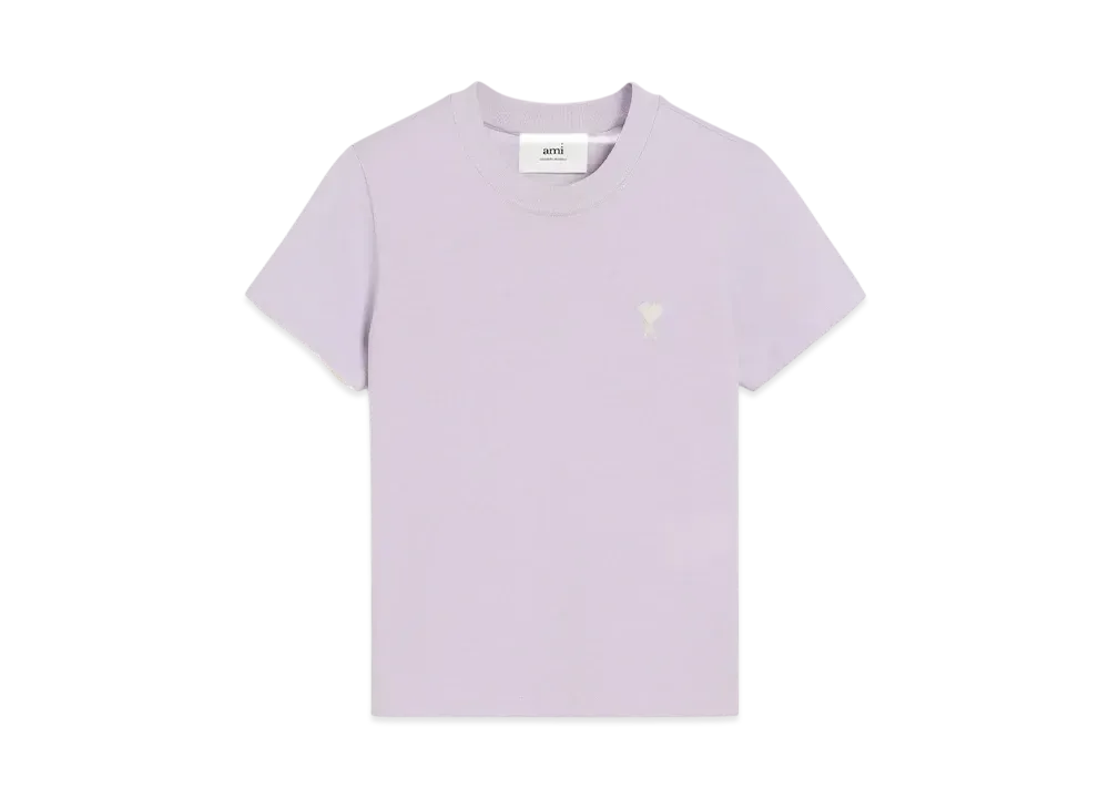 AMI PARIS Cotton Cropped Tee "Lilac"