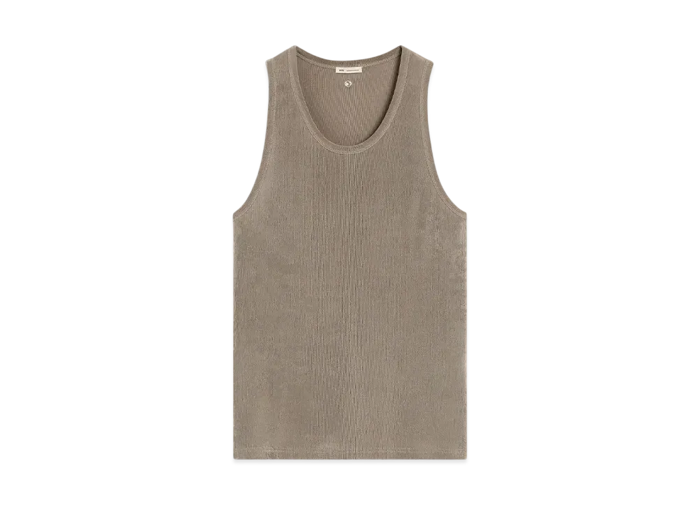 AMI PARIS Light Shiny Ribbed Jersey Tank Top "Cendre"