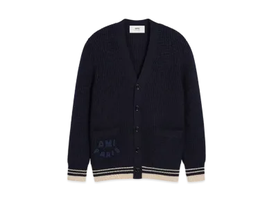 AMI PARIS Wool Rib Sweater "NavyBlue"