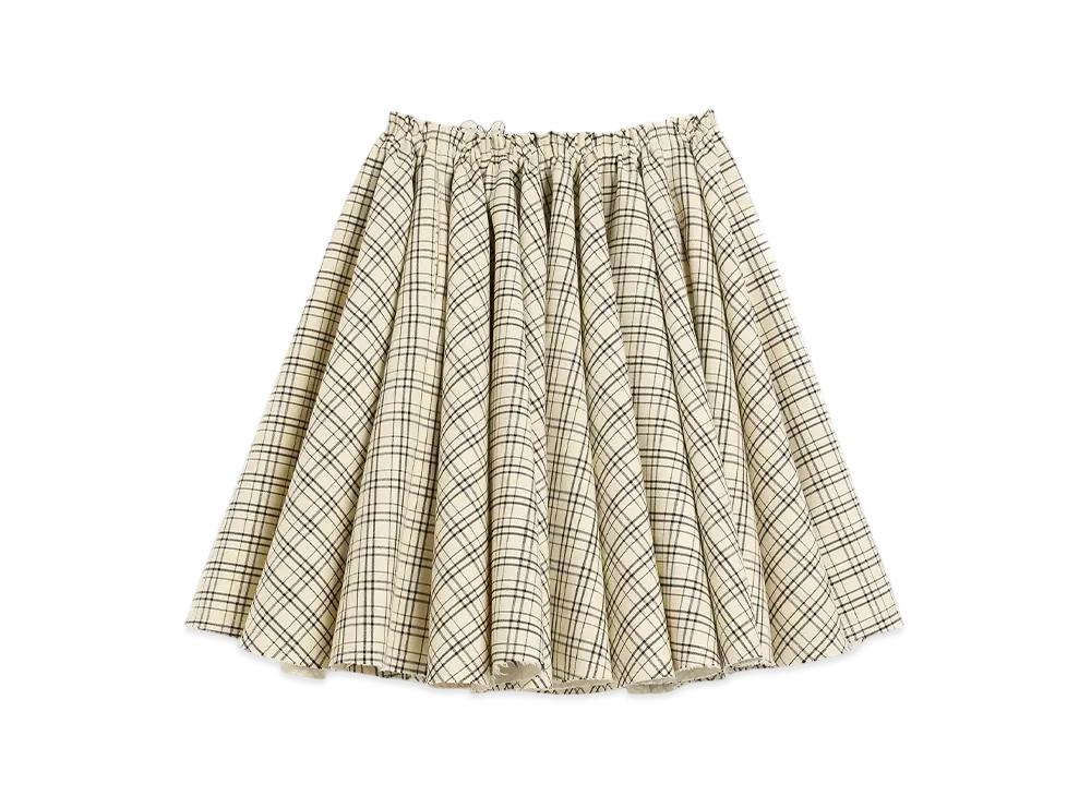 AMI PARIS Check Wool Godet Skirt "BlancCreme/Noir"