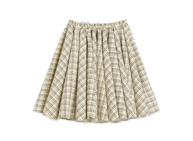 AMI PARIS Check Wool Godet Skirt "BlancCreme/Noir"