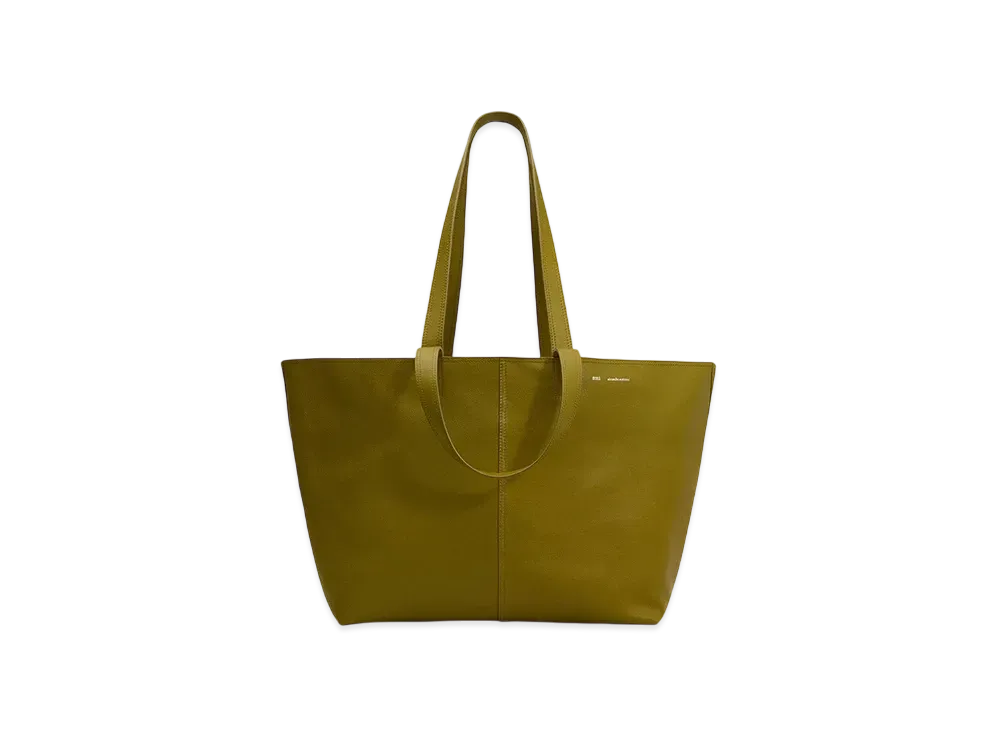 AMI PARIS Leather Midi Tote Bag "Vert Lichen"