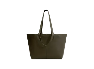 AMI PARIS Leather Midi Tote Bag "Olive Noire"