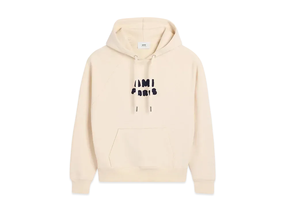 AMI PARIS Paris Patch Hoodie "BlancCreme"
