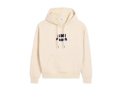 AMI PARIS Paris Patch Hoodie "BlancCreme"