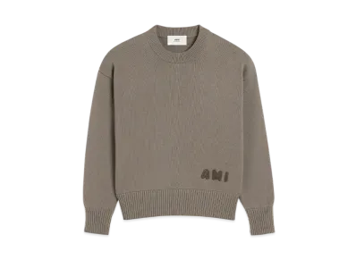 AMI PARIS Embroidered Crew Neck Sweater "Cendre"