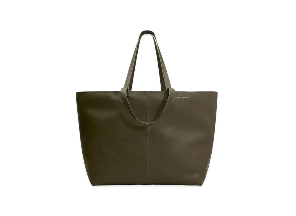 AMI PARIS Leather Midi Maxi Tote Bag "OliveNoire"