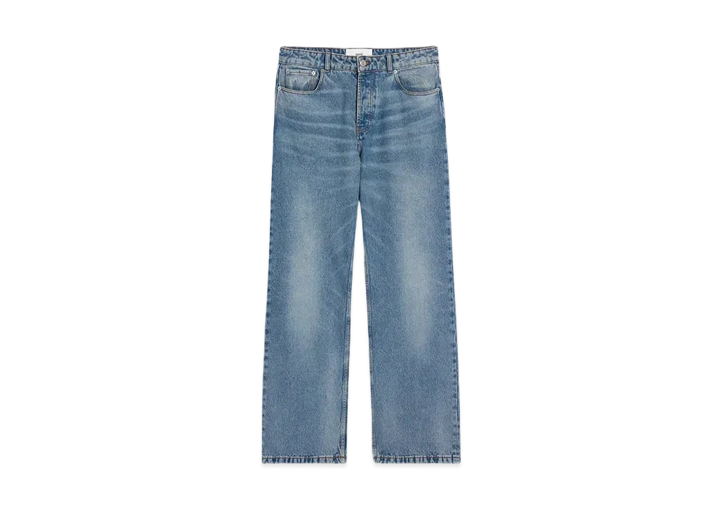 AMI PARIS Blue Cotton Large Fit Jeans "Usedblue"