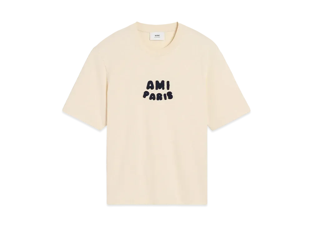AMI PARIS Paris Patch Tee "BlancCreme"