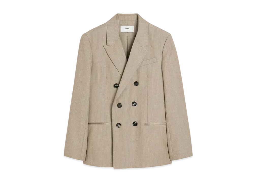 AMI PARIS Wool Backslit Double-Breasted Jacket "Gingembre"