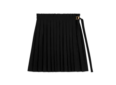 AMI PARIS Wool Twill Short Pleated Skirt "Black"