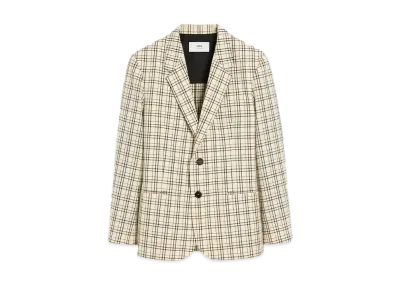 AMI PARIS Check Wool Semi-Lined Jacket "BlancCreme/Noir"
