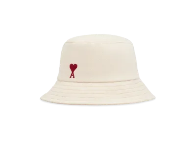 AMI PARIS Amidoucourt Embroidered Bucket Hat "BlancCreme"