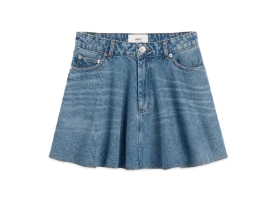 AMI PARIS Cotton Flared Miniskirt "UsedBlue"
