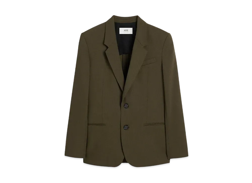 AMI PARIS Wool Semi-Lined Jacket "OliveNoire"