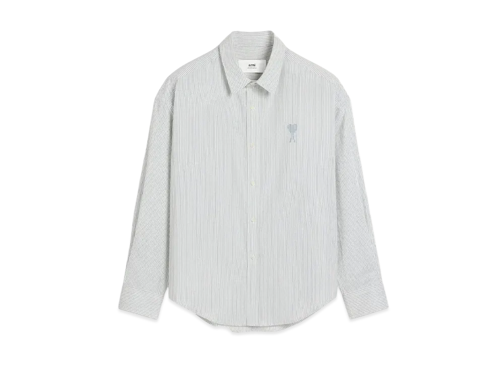 AMI PARIS Cotton Boxy-Fit Shirt "Blanc/NoteBlue"