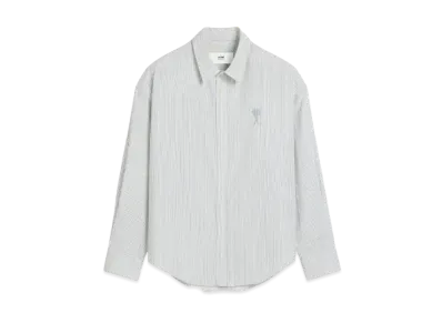 AMI PARIS Cotton Boxy-Fit Shirt "Blanc/NoteBlue"