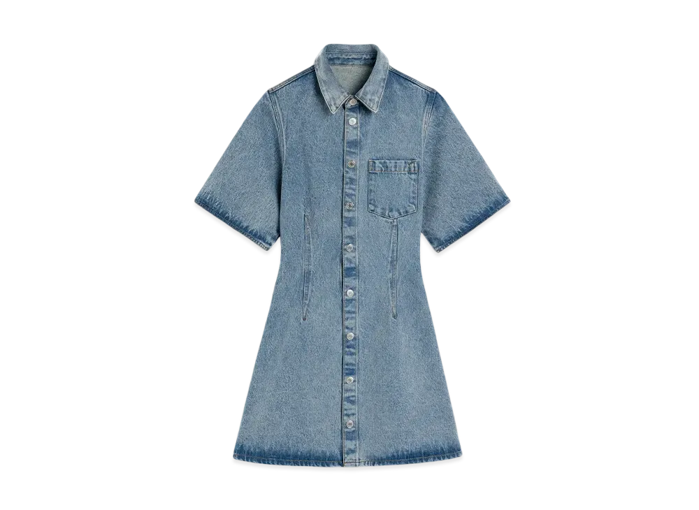 AMI PARIS Blue Cotton Short-Sleeve Shirtdress "UsedBlue"
