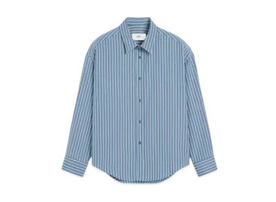 AMI PARIS Blue Cotton Boxy-Fit Shirt "NoteBlue/Blanc/Marine"