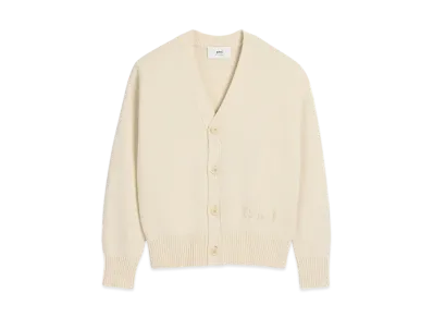 AMI PARIS Embroidered Cardigan "BlancCreme"