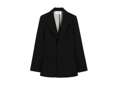 AMI PARIS Wool Two-Button Fitted Jacket "Noir/BlancCreme"