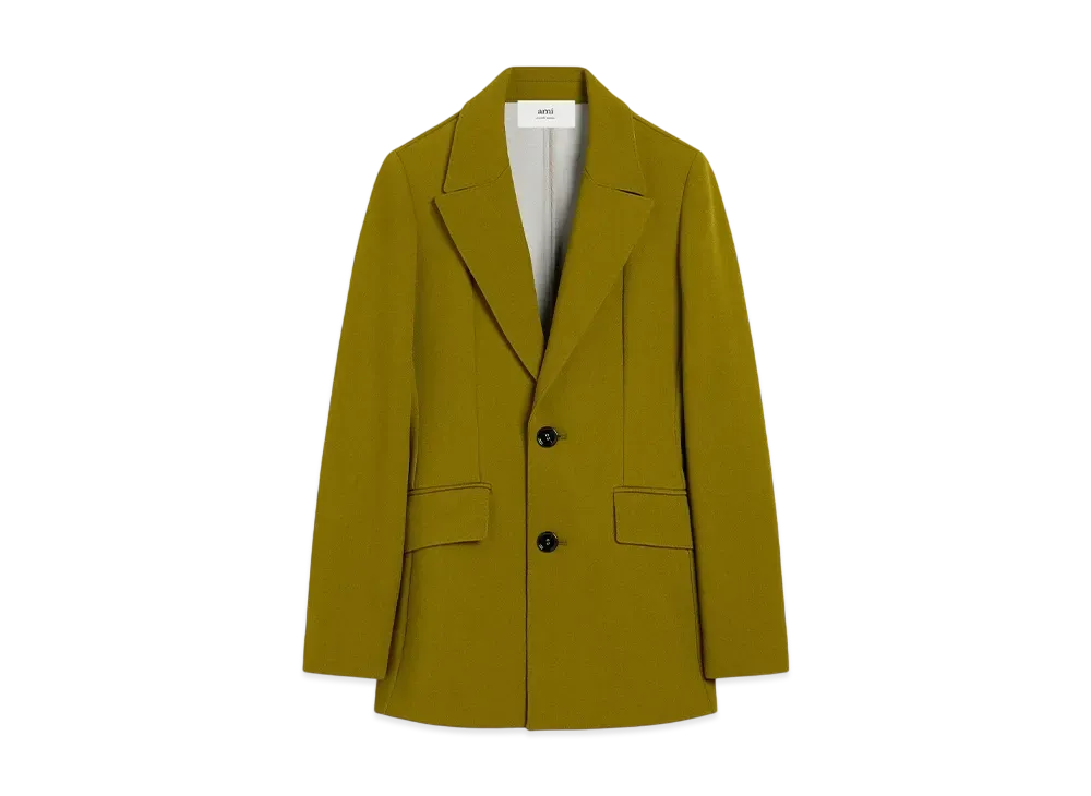 AMI PARIS Wool Two-Button Fitted Jacket "VertLichen/Mastic"